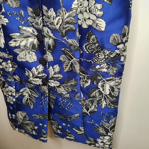 NWT CAROLINA HERRERA Resort 2021 Floral Jacquard Midi Dress - Cobalt Blue Size 8 - Picture 8 of 16